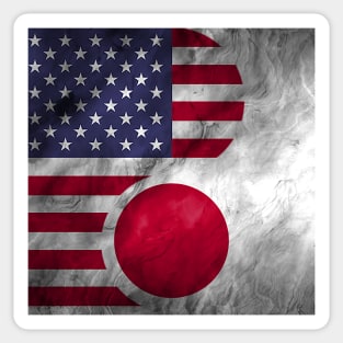 USA Japan Dual Yin Yang Flag Sticker